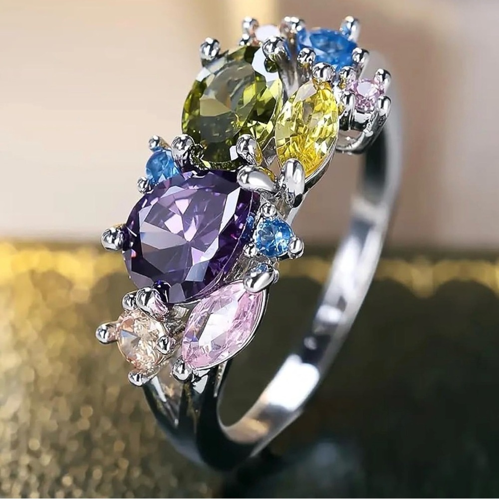 Multicolor Gemstone Silver Ring - Picture 4 of 4